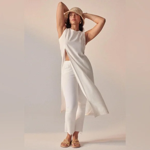 Anthropologie Women’s Sunday in Brooklyn White Sleeveless Tunic Blouse Size M - Picture 3 of 12